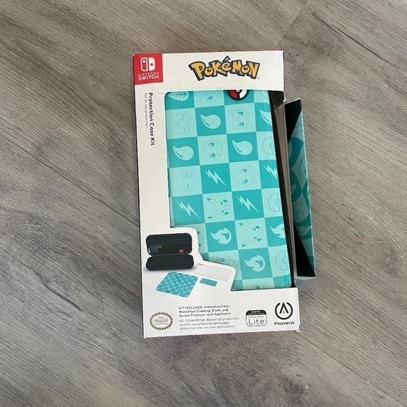 Pokemon Protection Case Kit for Nintendo Switch Lite Turquoise Checkered - Picture 3 of 5